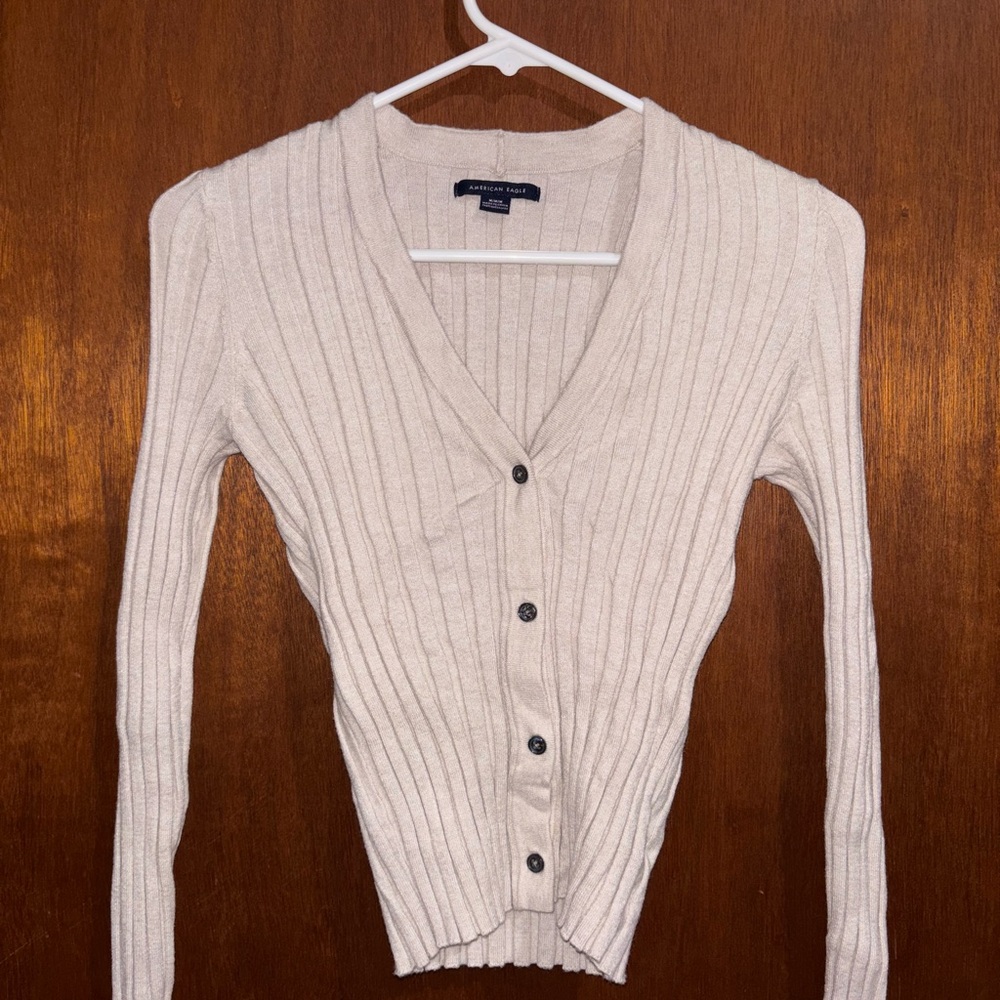 American Eagle Outfitters Ribbed Beige Cardigan